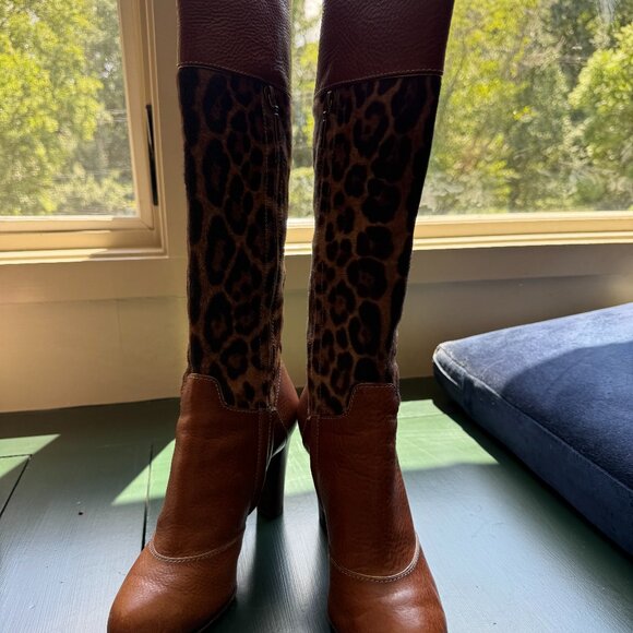 dolce and gabbana tall cheetah print heeled boots - Picture 1 of 9